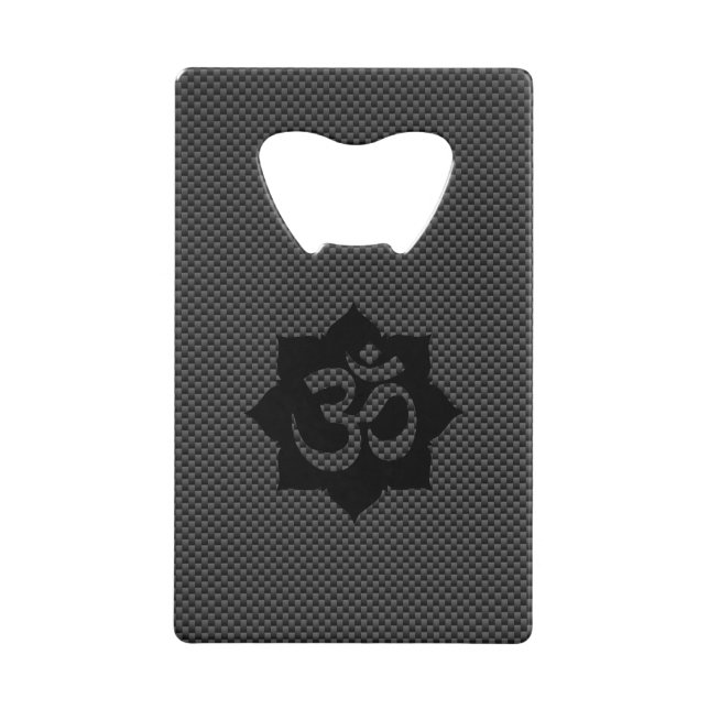 OM Symbol Lotus Spiritualität Yoga Carbon Style Kreditkarten Flaschenöffner (Vorderseite)
