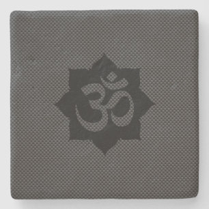 OM Symbol Lotus Spiritualität Yoga Carbon Style Steinuntersetzer