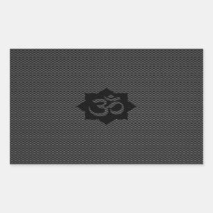 OM Symbol Lotus Spiritualität Yoga in Carbon Fibr Rechteckiger Aufkleber