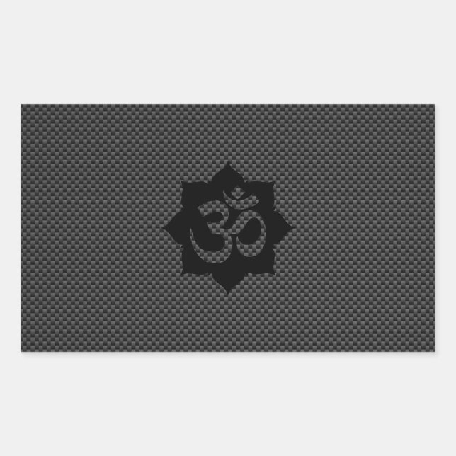 OM Symbol Lotus Spiritualität Yoga in Carbon Fibre Rechteckiger Aufkleber (Vorderseite)