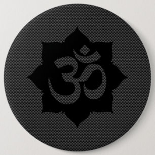 OM-Symbol Lotus Spiritualität Yoga Kohlenstoff-Sti Button
