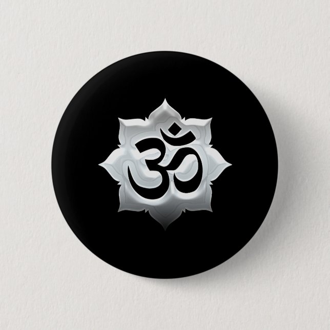 OM Symbol Lotus Spiritualität Yoga Wappen Button (Vorderseite)