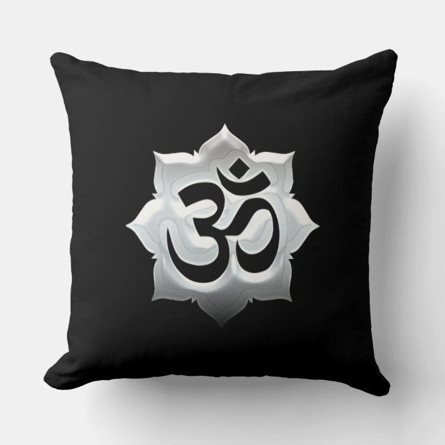 OM Symbol Lotus Spiritualität Yoga Wappen Kissen (Vorderseite)