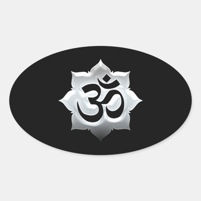 OM Symbol Lotus Spiritualität Yoga Wappen Ovaler Aufkleber (Vorderseite)