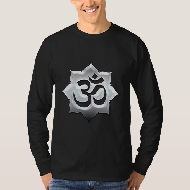 OM Symbol Lotus Spiritualität Yoga Wappen T-Shirt (Vorderseite)