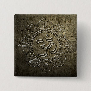 OM Symbol Mandala Bronze Metal Effekt 3 Schaltfläc Button