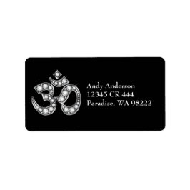 Om Symbol mit "Diamond" Stones Adressaufkleber