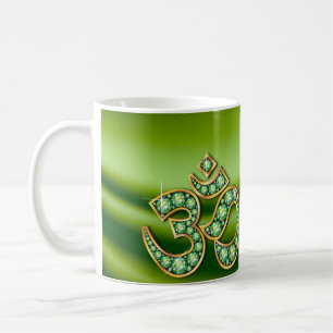 Om Symbol mit "Peridot" Stones Cup Tasse
