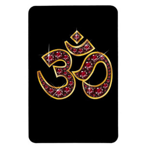 Om Symbol mit "Ruby Stones" Magnet