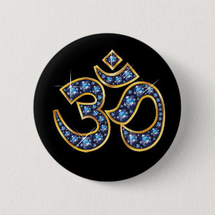 Om-Symbol mit "Sapphire"-Steinen Button
