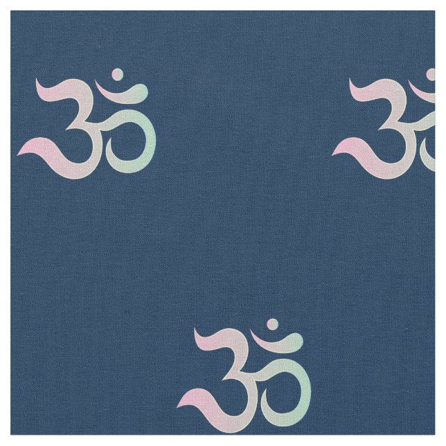 Om Symbol Muster Sanskrit pastellfarben grün blau Stoff (Nahaufnahme)