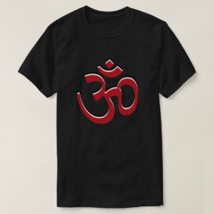 Om Symbol Om Signing Logo Rot Schwarz T-Shirt