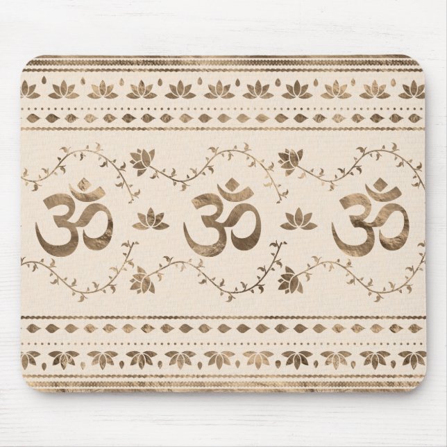 OM-Symbol-Ornament - Pastellgold Mousepad (Vorne)