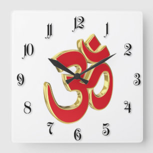 Om-Symbol Quadratische Wanduhr
