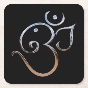 OM-Symbol Rechteckiger Pappuntersetzer