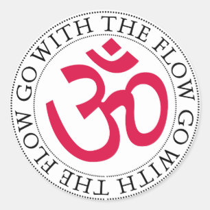 Om Symbol & Slogan Runder Aufkleber