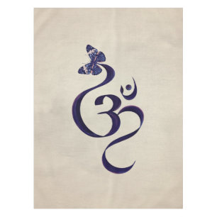 OM-Symbol und Schmetterling - Wasserfarbe Tischdecke