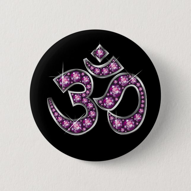Om Symbol with "Garnet" Stones Button (Vorderseite)