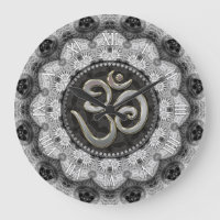 OM Symbol Yoga Schwarz-weiß Lace Mandala Clock