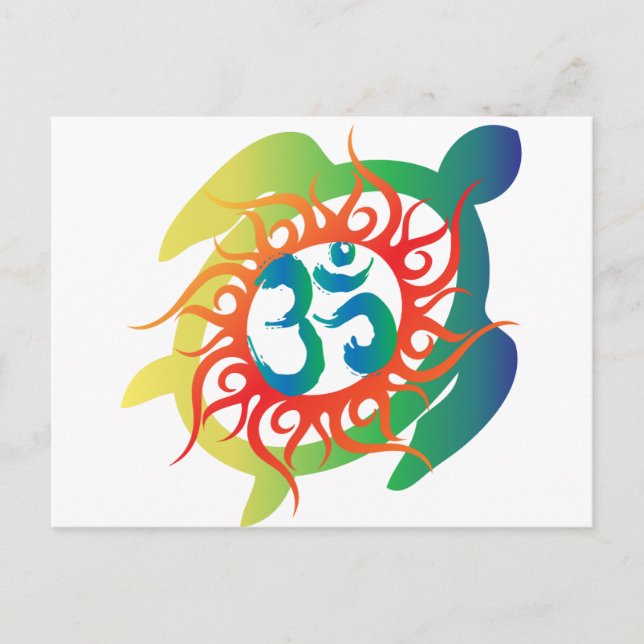 Om-Tatto-Vibrant-Schildkröte Postkarte (Vorderseite)