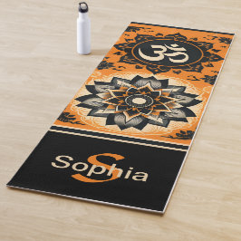 Om und Mandala in Orange und Black Yogamatte