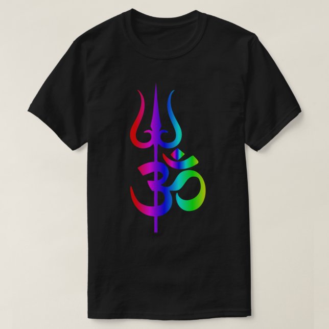 Om und trishul Hinteru psychedelic Design T-Shirt (Design vorne)