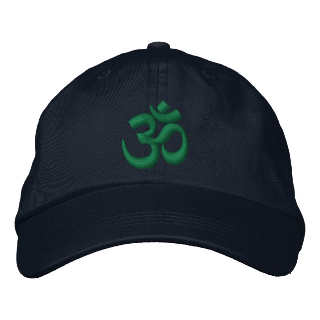 OM-Yoga Chakra Grün oder fertigen es Stickerei Bestickte Kappe (Vorderseite)