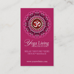 Om Yoga Pink Mandala New Age Business Cards Visitenkarte