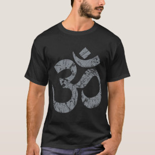 OM Yoga Spirituelles Symbol in Essen im gestresste T-Shirt