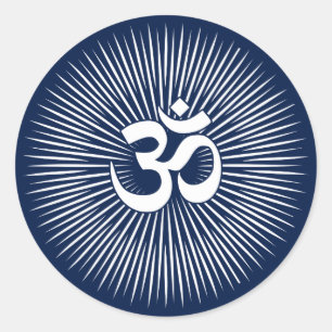 OM-Zeichen-weißer Entwurf Runder Aufkleber