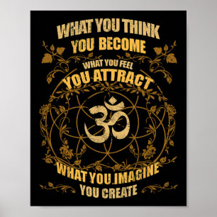 Om Zen Yoga Was du denkst, wirst du Geistig Poster