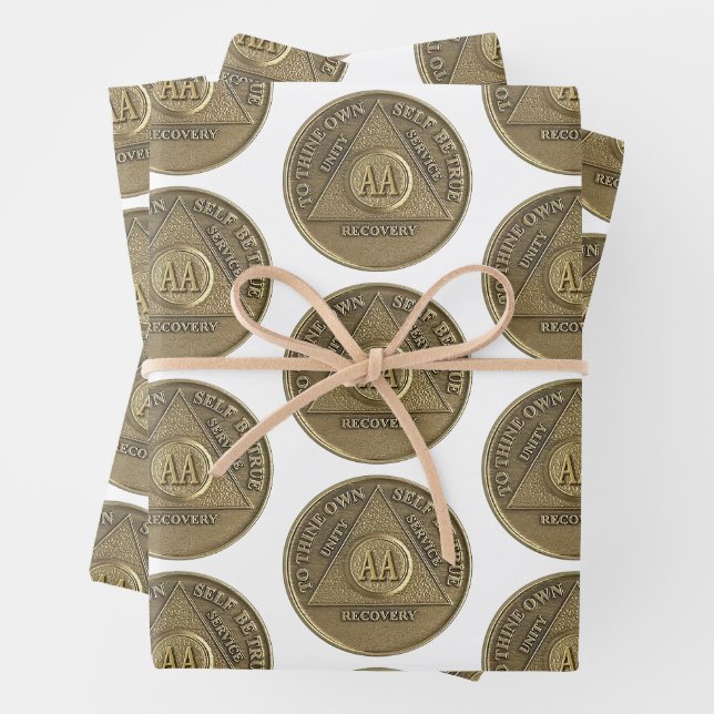 Om zum Jahrestag der nüchternen Erholung auf Münze Geschenkpapier Set (Beispiel)