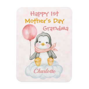 Oma 1. Muttertag Pinguin Rosa Magnet