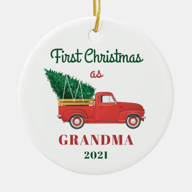 Oma 1 Weihnachtsfamilie Keramik Ornament (Vorne)