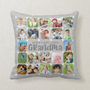 Oma 22 Rounded Foto Collage Imitats Grau Linen Kissen