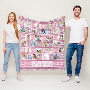 Oma 24 Foto Niedlich Schneeflocke Pullover Rosa Fleecedecke