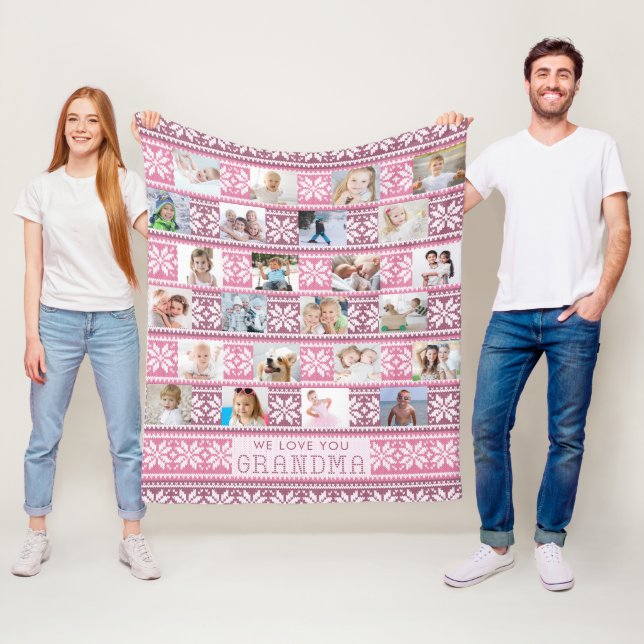 Oma 24 Foto Niedlich Schneeflocke Pullover Rosa Fleecedecke (Beispiel)