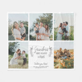 Oma 5-Foto-Collage Script-Text personalisiert Fleecedecke