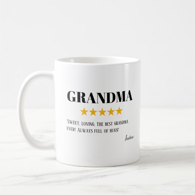 Oma 5 Star Review | Super Oma Geschenk Kaffeetasse (Links)