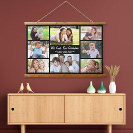 Oma 8 Foto Collage Black Wandteppich Mit Holzrahmen