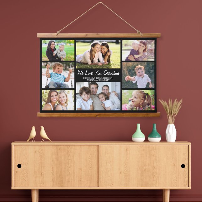 Oma 8 Foto Collage Black Wandteppich Mit Holzrahmen (Von Creator hochgeladen)