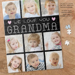 Oma 9 Foto Collage Herz Custom Colors Puzzle<br><div class="desc">Erstellen Sie ein besonderes Aktivitätsgeschenk und bewahren Sie die stolze Oma, die die Enkel oder Enkel und Familienfotos ihres Enkelkindes mit einem personalisierten Puzzle präsentiert, das eine leicht hochzuladende Collage aus Foto mit 9 Bildern enthält. Der Titel WE LIEBE YOU GRANDMA wurde mit Herz in Ihrer Farbauswahl für bearbeitbare Texte,...</div>