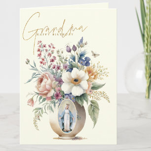 Oma Alles Gute zum Geburtstag Floral Religiös Dankeskarte