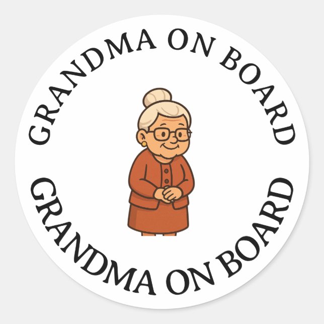 Oma an Bord Runder Aufkleber (Vorderseite)