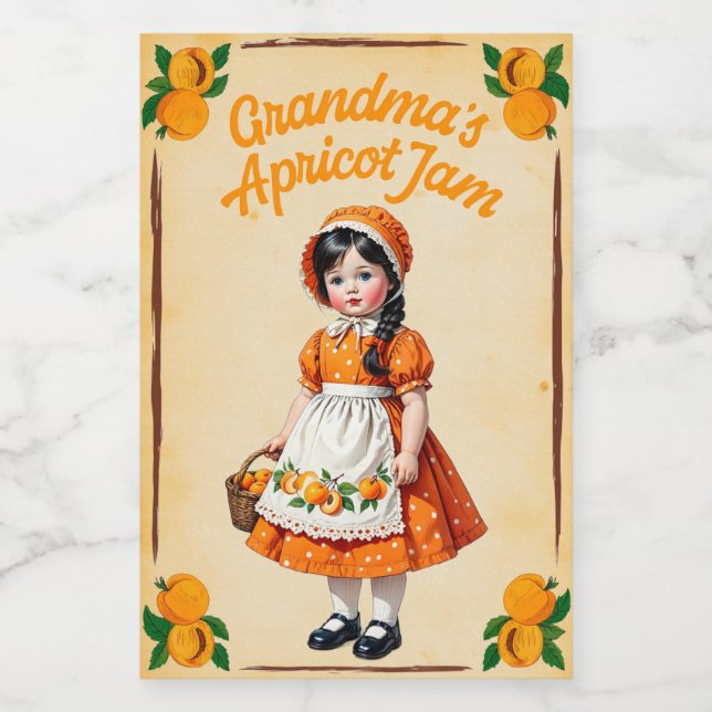 Oma Apricot Jam Vintag Lebensmitteletikett (Einzelnes Label)