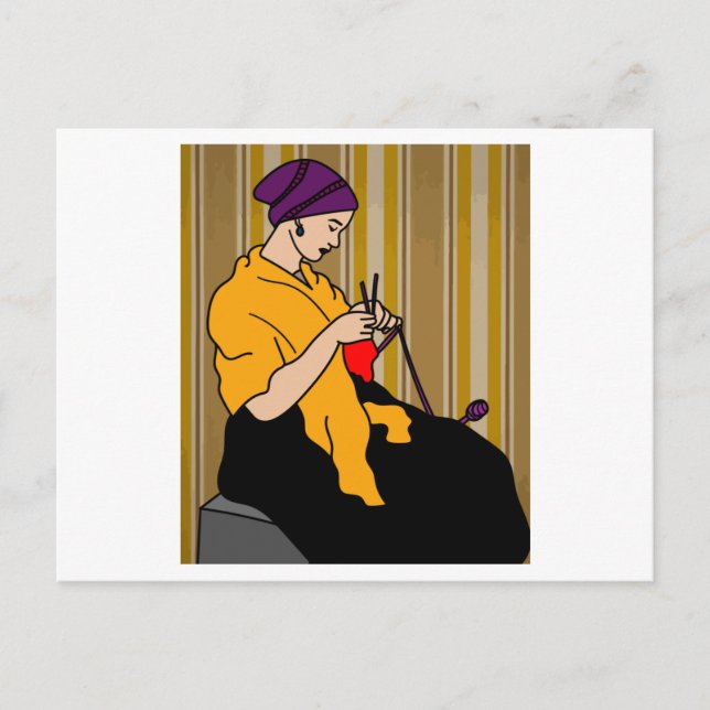Oma auf dem Knitterhobby-Crocheting Postkarte (Vorderseite)
