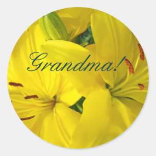 Oma! Aufkleber Gelbe Lilie Blume Aufkleber