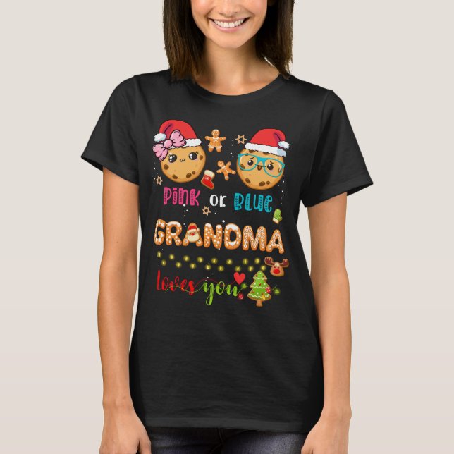 Oma Baby Gender Reveal Christmas Gingerbread B T-Shirt (Vorderseite)