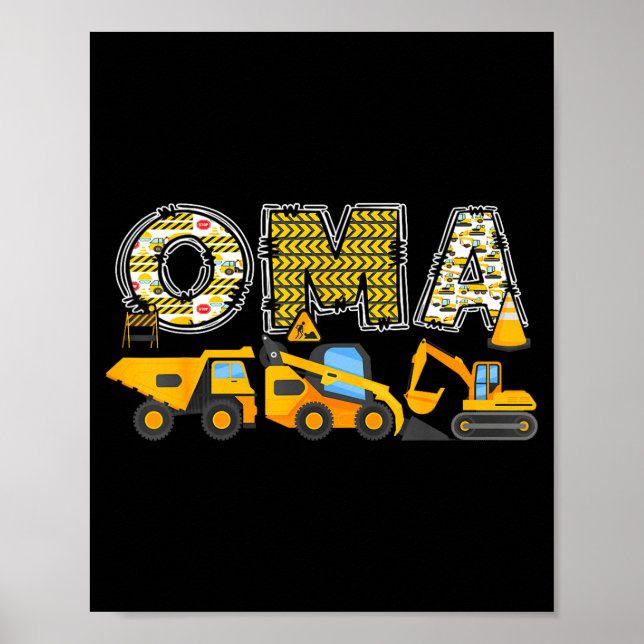 Oma Bagger Kinder passende Familie  Poster (Vorne)