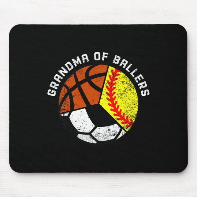 Oma Ballers Fun Softball Fußball Basketball Mousepad (Vorne)